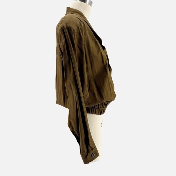 Vtg 80s Cropped Brown Boho Chic Freedom Parisian Military Jacket - Picture 6 of 13